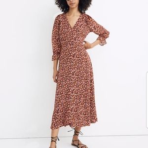 Madewell long sleeve crossover midi dress